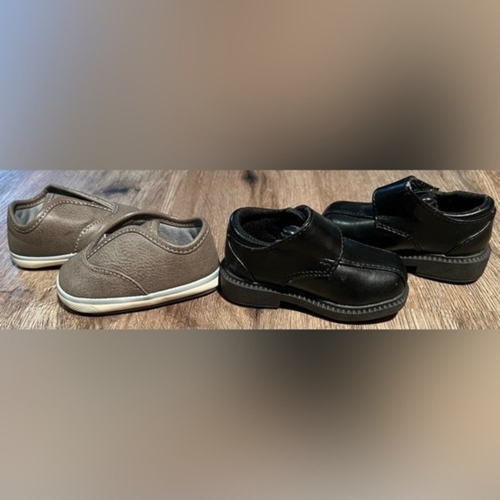 Baby Boy Black Dress Shoes Route 66 Brown Casual Shoes Trimfoot Size 2 Slip On